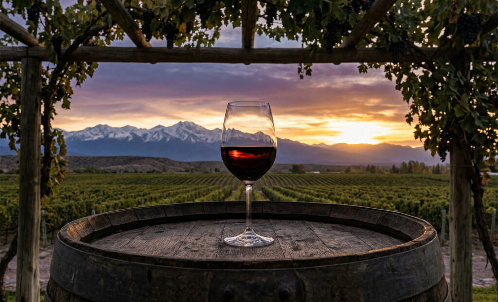 Atardecer en Mendoza después de un tour de bodegas sin riesgos.